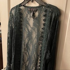 Hunter green lace duster